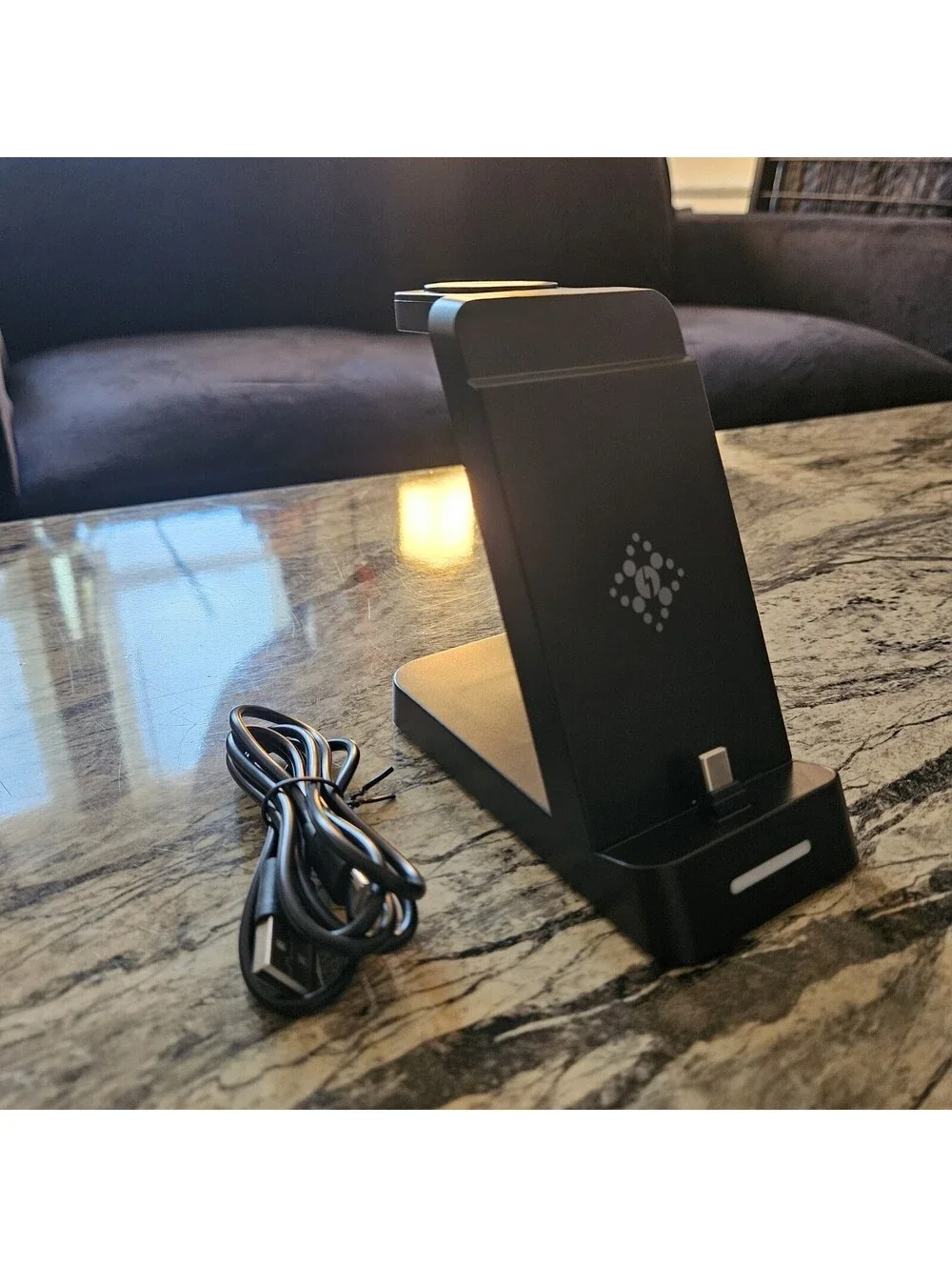Charging Station 3-in-1 USB-C Samsung & Apple: Phone, Watch, Earbuds Stand Black